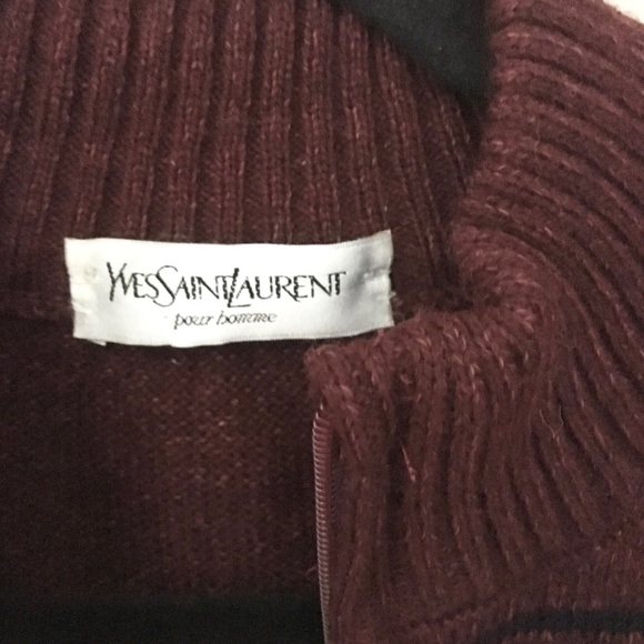 new YSL ⊛ Saint Laurent ⊛ Zip Front Cardigan Wool Sweater ⊛ Burgundy Melange ⊛ - Picture 4 of 16